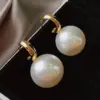 Wholesale Three-dimensional Geometric Drop Earrings For Women In Copper With KC Golden Water Plating And Artificial Pearl Inlay