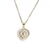 Wholesale Fashionable Heart Shaped Pendant Necklace With Synthetic Zircon And Simulated Diamond Surrounding Water Wave Chain Design Unisex