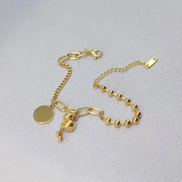 Wholesale Retro Ethnic Style Small Gourd Bracelet Women's Court Style 18K Rose Gold Titanium Steel Jewelry Accessories Hip Hop Handwear
