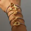 Wholesale 18K Gold Plated 304 Stainless Steel Vacuum Electroplating (In Furnace) Oval Heart Shape Simple Style Braided Chain Bracelet For Women