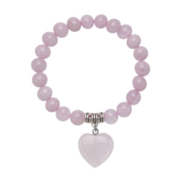 Wholesale Colorful Natural Stone Crystal Heart Stretch 8MM Bracelet Couple Jewelry Semi-Precious Stone Crystal Jewelry