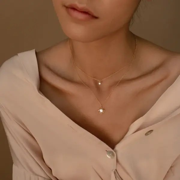 Wholesale 201 Stainless Steel 304 Stainless Steel Glass Gold Plated Casual Sweet Shiny Plating Inlay Star Zircon Layered Necklaces