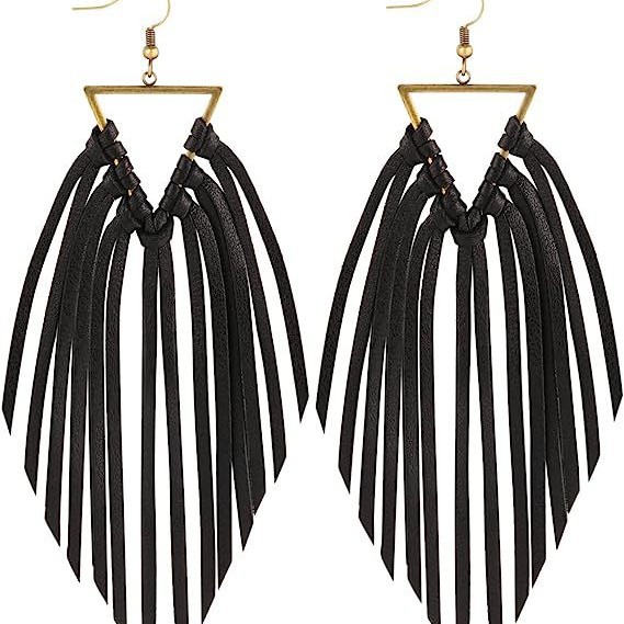 Wholesale Style Distinctive Tassel Western Style Earrings ins Ethnic Style Leather Large Long Earrings