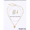 Wholesale Jewelry Retro Simple Style Heart Shape Titanium Steel Earrings Necklace