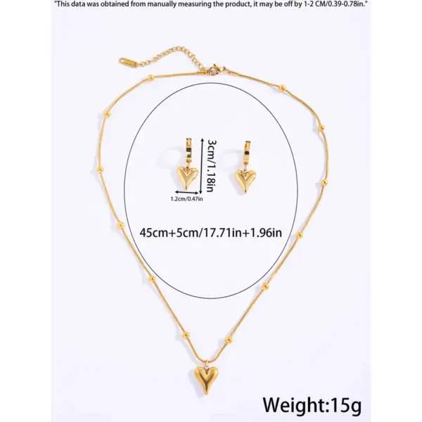 Wholesale Jewelry Retro Simple Style Heart Shape Titanium Steel Earrings Necklace