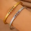 Wholesale Solid Color Roman Style Bangle For Olympic Games, Made Of 304 Stainless Steel With 18K Real Gold Plated And Rhinestones Inlay