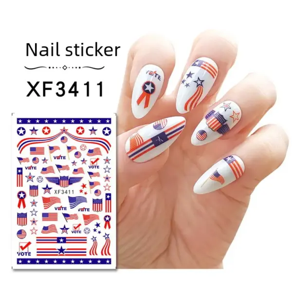 oly-67c41a9759c4c4883a3828e28d03dd54 Wholesale Independence Day Series American Flag Manicure Stickers Nail Stickers 8 Set Manicure Accessories