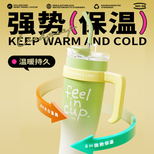 Wholesale Large Capacity High Color Value Thermos Cup Straw Big Mac Tons Water Cup Ceramic Liner Double Drinking Ice Cup