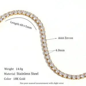 4mm Zircon Necklace 40 5cm-Gold