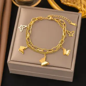 21 [Ae122] Butterfly Bracelet / Gold