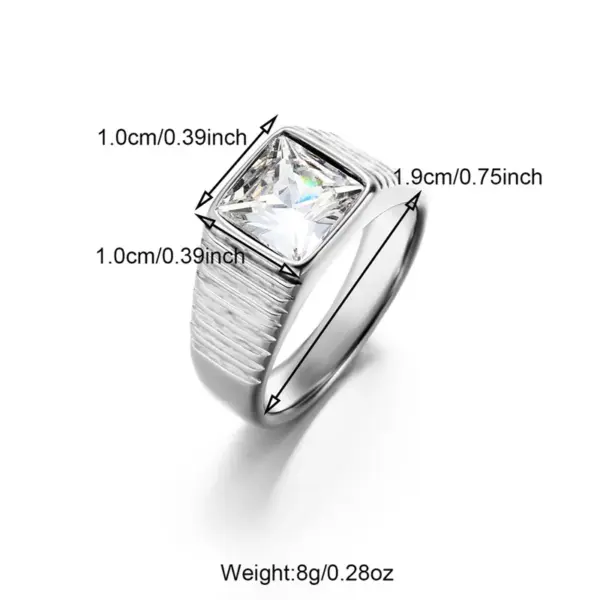 Wholesale Geometric Women’s Rings In 304 Stainless Steel With Waterproof Non Tarnish PVD Coated White K Plated Finish And Zircon Inlay