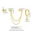 Wholesale Vacuum Electroplating (In Furnace) Plated With 18K Real Gold Micro Inlaid Design Flower Stackable Earrings Stainless Steel