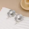 Wholesale 304 Stainless Steel Chrysanthemum Daisy PVD Coated 18K Gold Real Gold Plated Vacation Waterproof Non Tarnish Gold Silver Drop Earrings