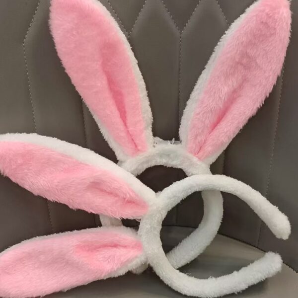 oly-680068041c460aa34e5a3f8656411769 Wholesale Rabbit ears headband adult headdress stall White plus pink plush rabbit ears Easter Halloween factory