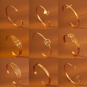 Wholesale Stainless steel heart-shaped bracelet, waterproof 18k gold cross bracelet, butterfly accessory