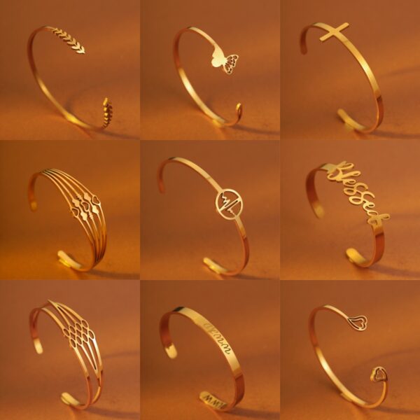 oly-680614b692da3d88b398501821b8b7be Wholesale Stainless steel heart-shaped bracelet, waterproof 18k gold cross bracelet, butterfly accessory