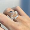 oly-683a217c70108e8ecc37c9a9067b5bba Wholesale Sea Blue Topaz Snake Open Ring Creative Niche Design Ins Cold Light Style Ring