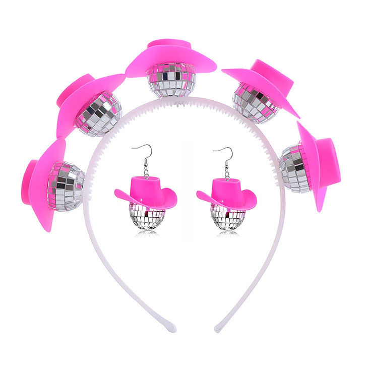 Wholesale European and American DISCO mirror ball earrings headband party DISCO dancing carnival accessories hip hop punk style earrings