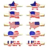 Wholesale NVENF New American Flag Enamel Hair Clip With Rhinestone Stars Heart-shaped Independence Day Women Hair Clip