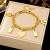 Wholesale Fashionable Titanium Steel Bracelet Women's Gold Color Four Leaf Clover Non-Fading Luxury Simple Hand Chain Jewelry Accessory