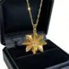 Wholesale Starburst Necklace For Women, Golden Plated 304 Stainless Steel With Zircon Inlay And Cable Chain