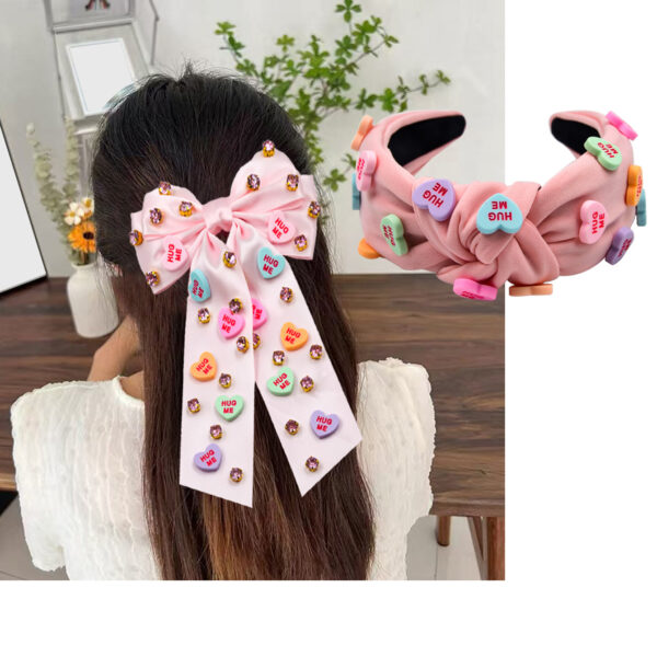 oly-684a2d5b9bab79b5363fa7368b244f1b Wholesale Valentine's Day hairband hair clip combination with love letters fabric knot fashion wide-brimmed hair accessories for women