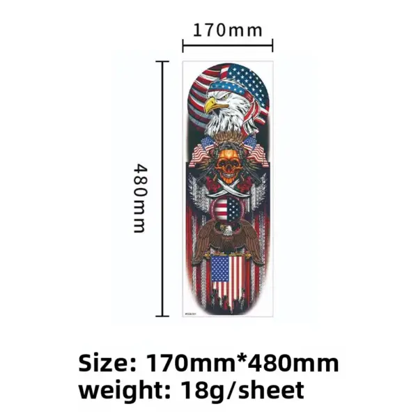 Wholesale Waterproof Full Sleeve American Independence Day Tattoo Sticker Men's Floral Arm Design Party Flag Patriotic Body Art Decal