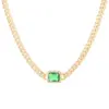 Wholesale Geometric Cuban Chain Link Necklace In Copper With Zircon Inlay Featuring Artificial Crystal Pendant For Unisex