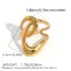 Wholesale Summer Ladies Geometric Lines Stainless Steel Ring Adjustable Size Vacuum Plated 18K Gold Elegant French Style Jewelry Accessory