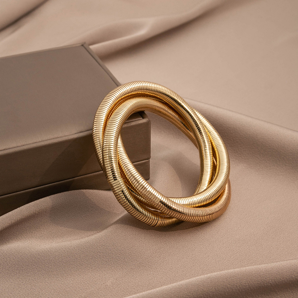 Wholesale European and American Cross-border Exaggerated Multi-layer Elastic Bracelet Personality Design Irregular Retro Temperament Winding Bracelet
