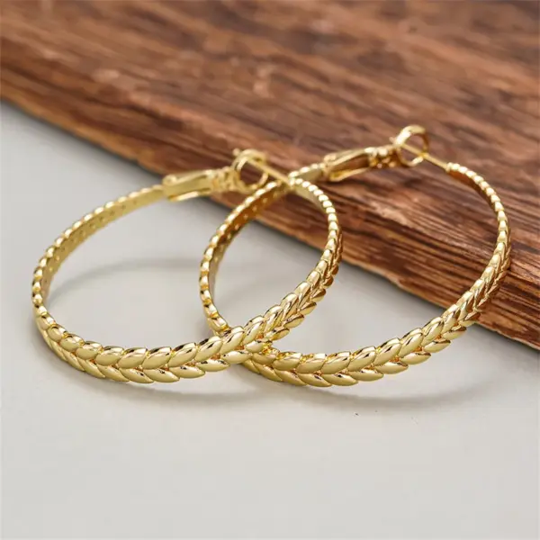Wholesale Three-dimensional Geometric Earrings For Women In Copper With KC Golden Water Plating And 0.03µm Thick Coating