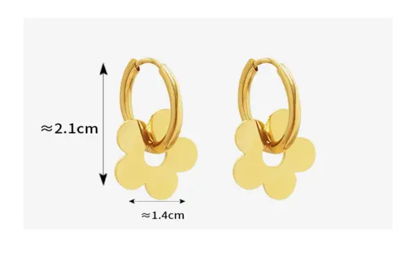 Wholesale PVD Coated Real Gold Plated Flower Titanium Steel Retro Waterproof Non Tarnish Earrings