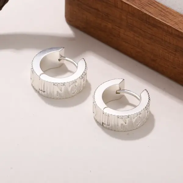 Wholesale Hypoallergenic Letter Hoop Earrings For Women In Copper With White K UV Plated Finish And 0.03µm Thick Coating