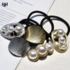 Wholesale Designer hair band Korean style French jewelry pearl headdress metal hair rope hair accessories niche light luxury hair rope