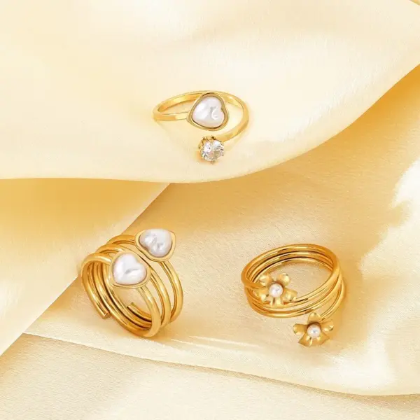 Wholesale Elegant Open Heart Flower Stainless Steel Ring For Women New Style Sweet Fashion Jewelry Accessory Versatile All Seasons