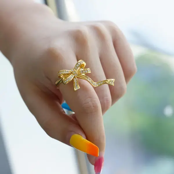 Wholesale 304 Stainless Steel Copper Star Bamboo Butterfly Electroplating PVD Coated Zircon 18K Real Gold Plated Elegant Lady Romantic Star Plating Butterfly Open Rings Rings