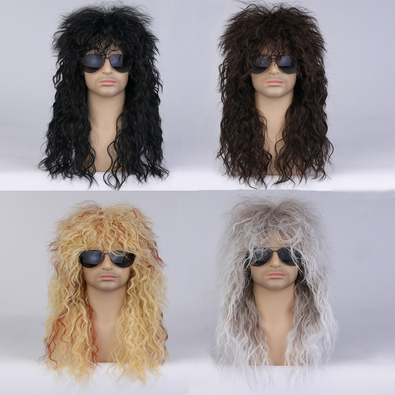 Wholesale Foreign trade beggar wig long curly hair stage Halloween explosions men's fluffy hairstyle beggar crazy full head cover