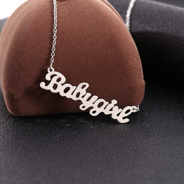 oly-68a94538dc309cc01b77d8df3a7f22f3 Wholesale Stainless Steel Best-Selling Jewelry Water Wave Chain Creative Babygirl English Letter Necklace