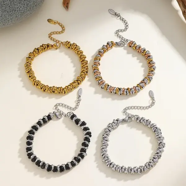 Wholesale PVD Coated Real Gold Plated 18K Gold Irregular Geometric 304 Stainless Steel Elegant Cute Romantic Waterproof Non Tarnish 304 Stainless Steel Lobster Trigger Clasp Closure Bracelets
