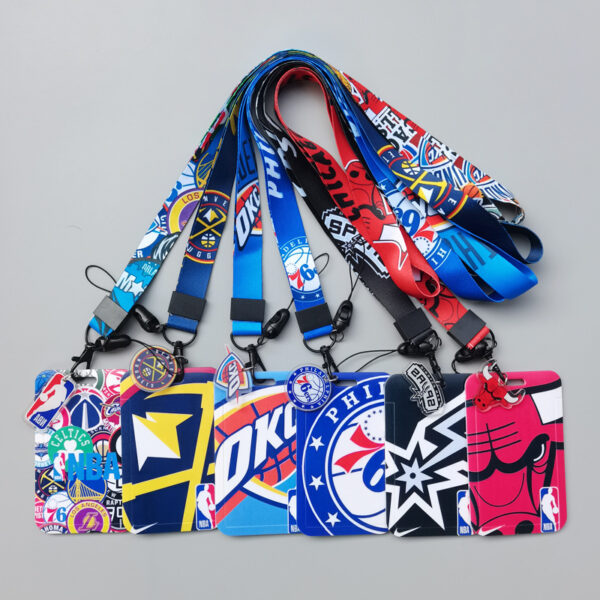 Wholesale Cartoon hard bus push-fit card sleeve thermal transfer student campus card polyester lanyard card meal card