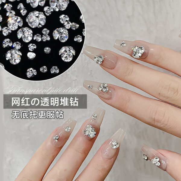 oly-68b5a5bd234d54f77b9c31157d49cf97 Wholesale K9 mini nail art pile drill flash net red through white finished rhinestone shaped small size flat bottom pile drill ball