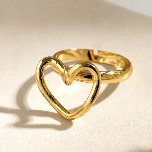 Wholesale Trendy Fashion Style 304 Stainless Steel Heart Earrings Ring Bracelet Necklace Jewelry Set Water Plating - Nihaojewelry