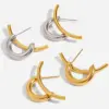 Wholesale Design Sense 18K Gold 304 Stainless Steel Gold And Silver Color Block Letter/Letter Pattern Vacuum Plating (In Furnace) Simple Line Earrings Jewelry Wholesale