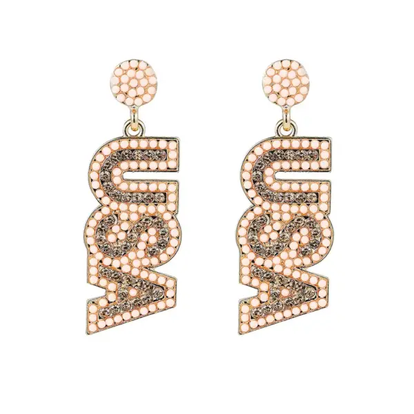 oly-68c0801dee434623678d08e59a2f241e Wholesale New Jewelry American Independence Day Bead Earrings Women's Style Letter Alphabet Alloy Personality Hoops