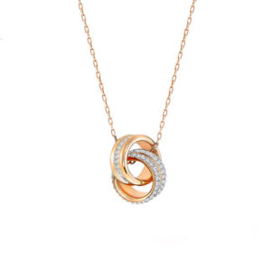 Rose gold small double ring necklace