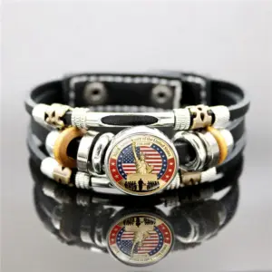 Wholesale Unisex Punk Weave Bracelet Made With Artificial Leather, Perfect For American National Day