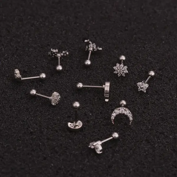 Wholesale Ear Cartilage Rings & Studs Flower Copper Zircon