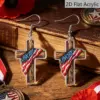Wholesale Retro Multicolor Acrylic Cross Drop Earrings For Women With 304 Stainless Steel Ear Pins