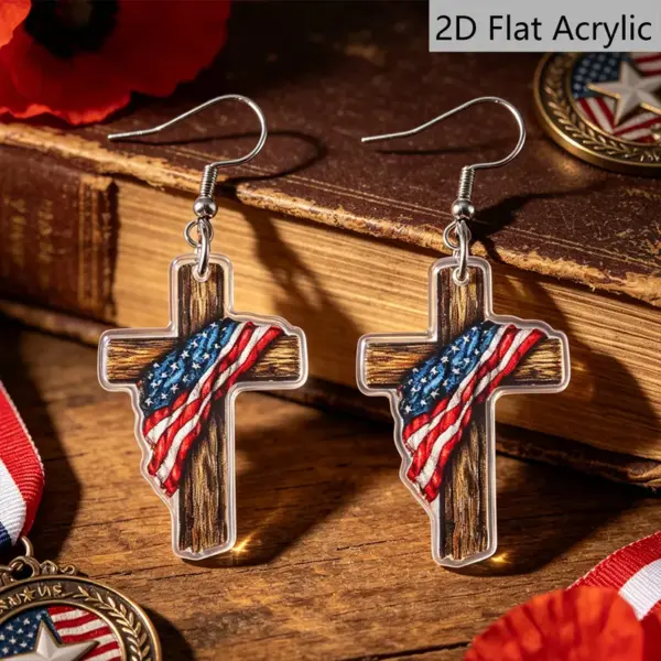 Wholesale Retro Multicolor Acrylic Cross Drop Earrings For Women With 304 Stainless Steel Ear Pins