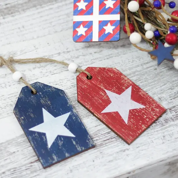 Wholesale Retro Style American Flag Hanging Ornaments For Independence Day Party, 3 Pieces Wooden Decorations